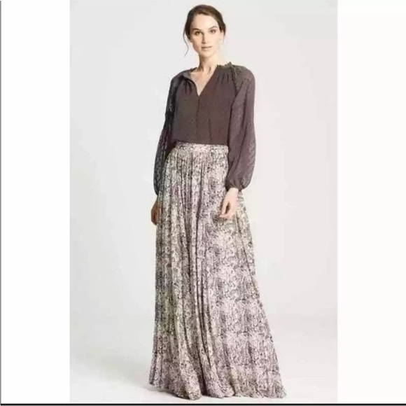 Marie Oliver Wesley Snakeskin Pleated Maxi Skirt size 6 - Picture 1 of 8